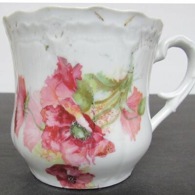 Old Mustache Cup With Pink Floral Design, Germany, Read Description
