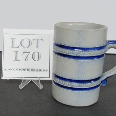 Nice Blue and Gray Stoneware Beer Mug, Marked B&D #2