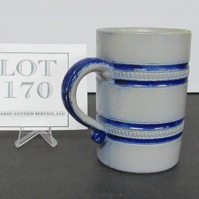 Nice Blue and Gray Stoneware Beer Mug, Marked B&D #2