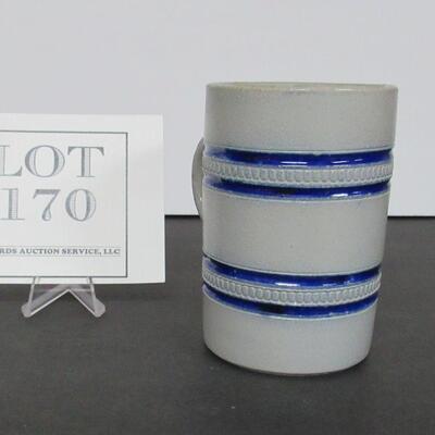 Nice Blue and Gray Stoneware Beer Mug, Marked B&D #2