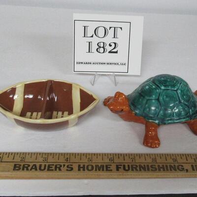 Modern Small Ceramic Turtle and Football Nut Cup