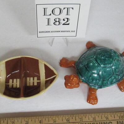 Modern Small Ceramic Turtle and Football Nut Cup