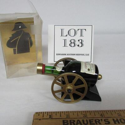 Small Booze Bottle in Cannon Holder, Courvoiser Cognac