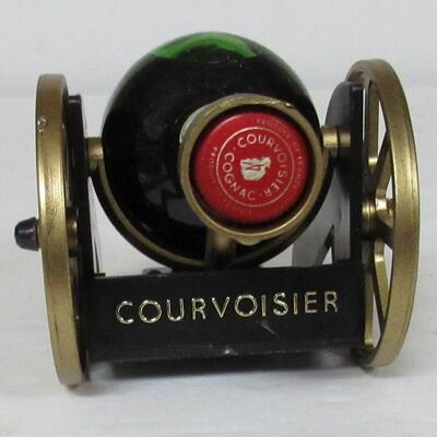 Small Booze Bottle in Cannon Holder, Courvoiser Cognac