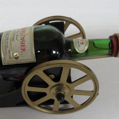 Small Booze Bottle in Cannon Holder, Courvoiser Cognac