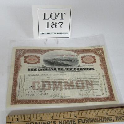 Antique Stock Certificate New England Oil Corp