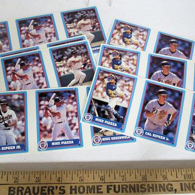 7 Strips of Baseball Cards, 3 of One, 4 of Another