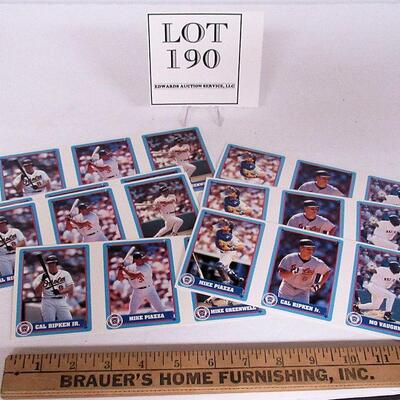7 Strips of Baseball Cards, 3 of One, 4 of Another