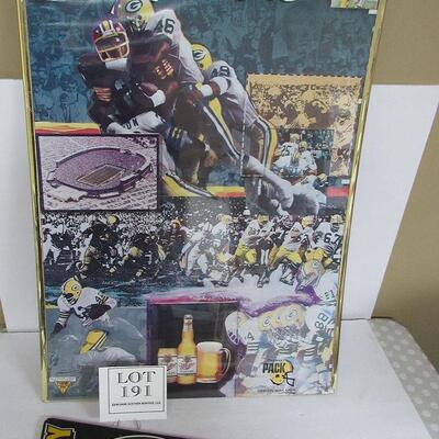 GB Packers Lg Poster and Large Wood Pennant Wall Hanging