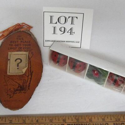 Unused Ladybug Candles, and Vintage Up North Wall Plaque Best Place to Get Fish