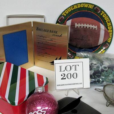 Lot of Misc Stuff, Picture Frame, Unused Candles, Fly Swatter, Shells and Potpourri, Plastic Plate More