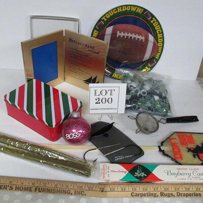 Lot of Misc Stuff, Picture Frame, Unused Candles, Fly Swatter, Shells and Potpourri, Plastic Plate More