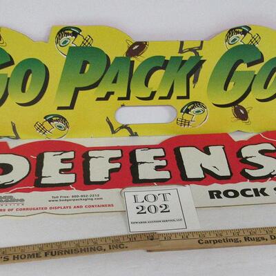 2 Large GB Packers Wave Stadium Signs Go Pack Go, Defense