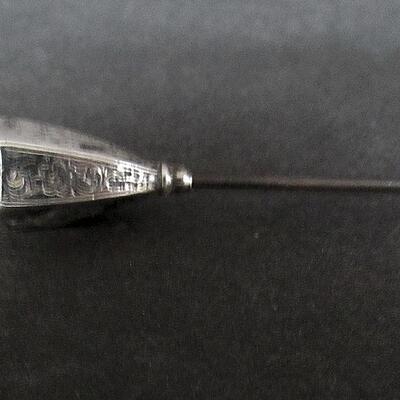 Nice 9" Long Sterling Silver Head Hat Pin with Metal Pin
