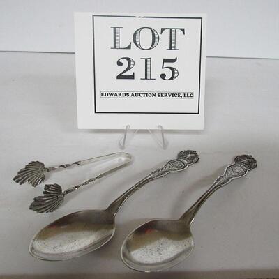 Vintage Silver Plate Sugar Tongs and Georgia, Vermont Spoons