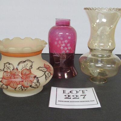3 Vintage Glass Lamp Shades