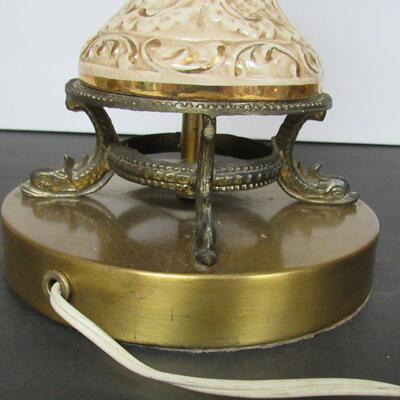 Vintage Large Lamp Angels and Dolphin Feet