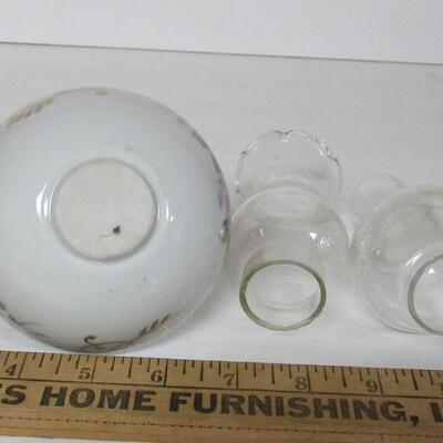 Vintage Lamp Base and 2 Clear Glass Chmneys Small