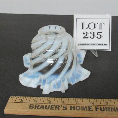 Old White Opalescent Ruffled Glass Lamp Shade  Read description.