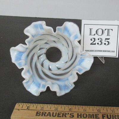 Old White Opalescent Ruffled Glass Lamp Shade  Read description.