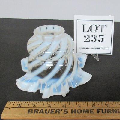 Old White Opalescent Ruffled Glass Lamp Shade  Read description.