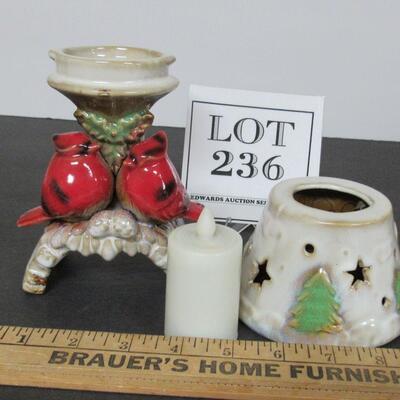 Cardinals Candle Lamp, Battery Op Candle Inside