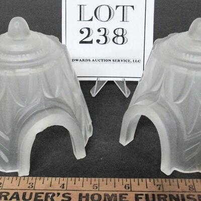 Matching Pair Good Quality Satin Glass Lamp Shades, Art Deco