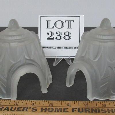 Matching Pair Good Quality Satin Glass Lamp Shades, Art Deco