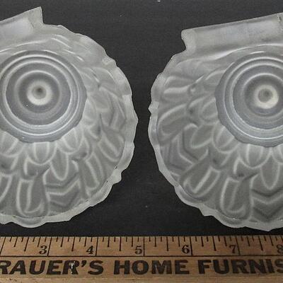 Matching Pair Good Quality Satin Glass Lamp Shades, Art Deco