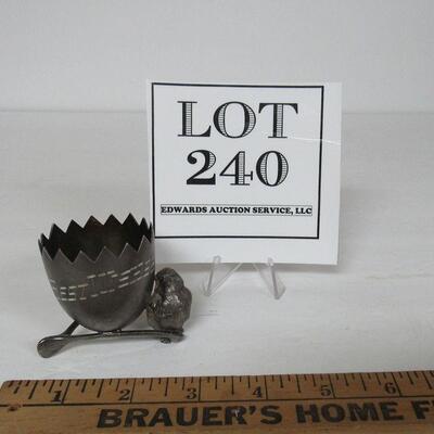 Antique Silver Plate Best Wishes Toothpick Holder Chick and Egg on Wishbone
