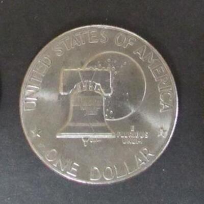 3 Eisenhauer Dollar Coins, 1974D, Bicentennial D, 1977D