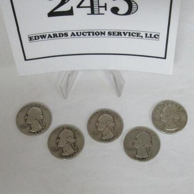 5 Old Silver Quarters