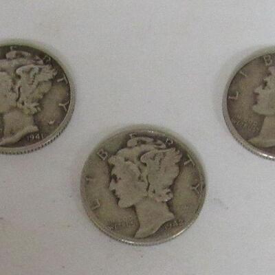 3 Old Silver Mercury Dimes, Read description