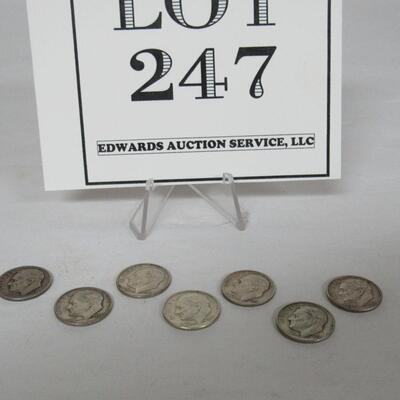 7 Old Silver Roosevelt Dimes, Read Description