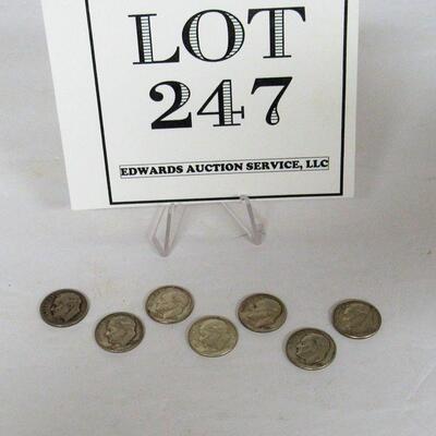 7 Old Silver Roosevelt Dimes, Read Description