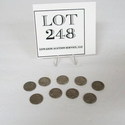9 Buffalo Nickels No Dates for Crafting