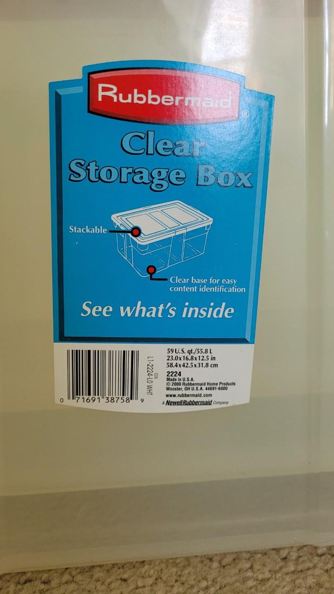 Lot 327 (4) Rubbermaid Clear Totes w/ Lids 59 Qt.