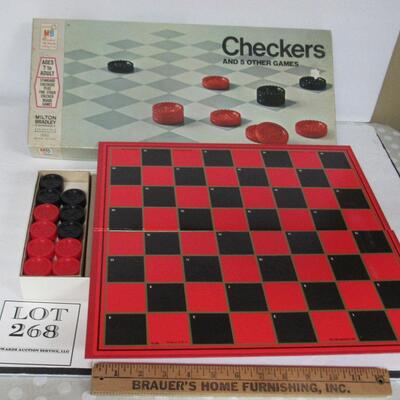 Checkers Board Game Missing 2 Black Pieces
