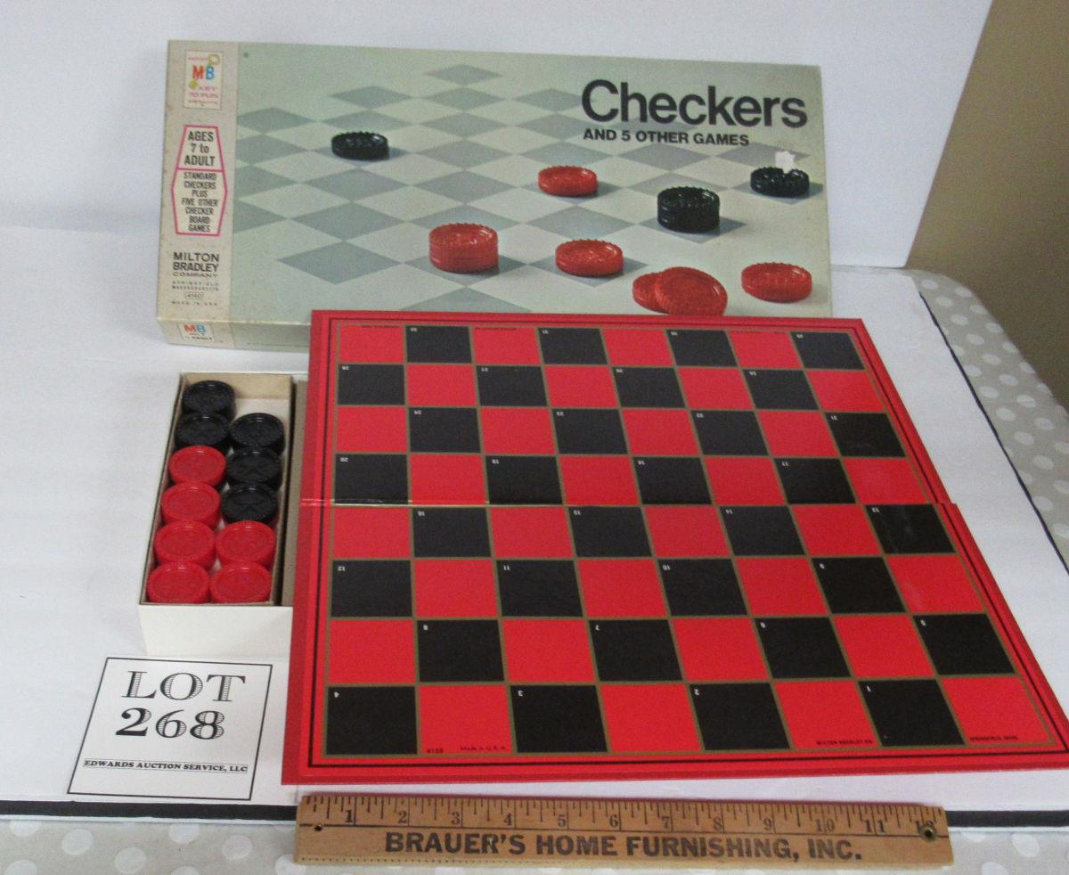 Checkers Board Game Missing 2 Black Pieces