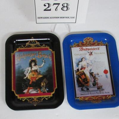 2 Older Metal Budweiser Anheuser Busch Tip Trays