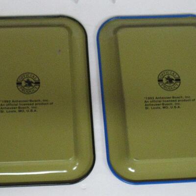 2 Older Metal Budweiser Anheuser Busch Tip Trays
