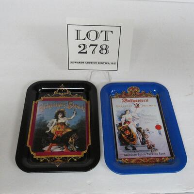 2 Older Metal Budweiser Anheuser Busch Tip Trays