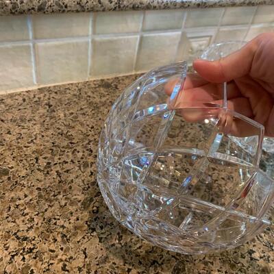 8" crystal bowl with cut out design on edge