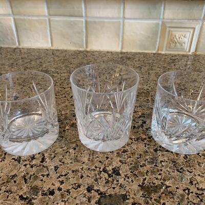 vintage set of 3 crystal old fashion glasses