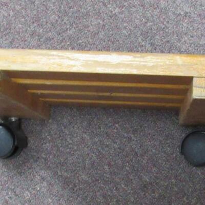 Old Wood Plant Stand on Wheels