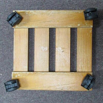 Old Wood Plant Stand on Wheels