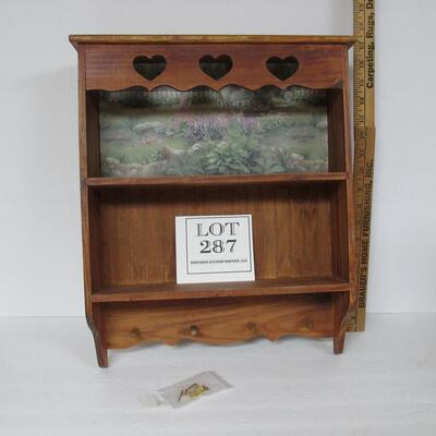 Wood Wall Shelf With 2 Shelves and Key Holders