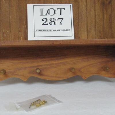 Wood Wall Shelf With 2 Shelves and Key Holders