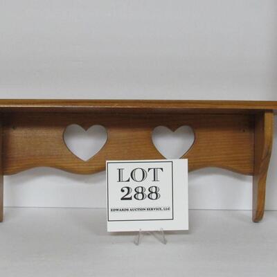 Small Wall Shelf With Heart Cutouts and Key Holders, Plate Groove
