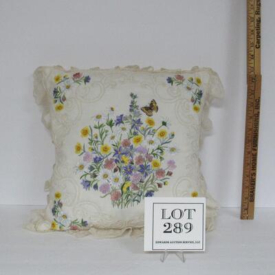 Nice Floral and Butterfly Embroidered Pillow Case/Pillow